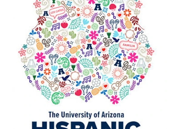 shape of a wildcat head made up of hispanic cultural icons