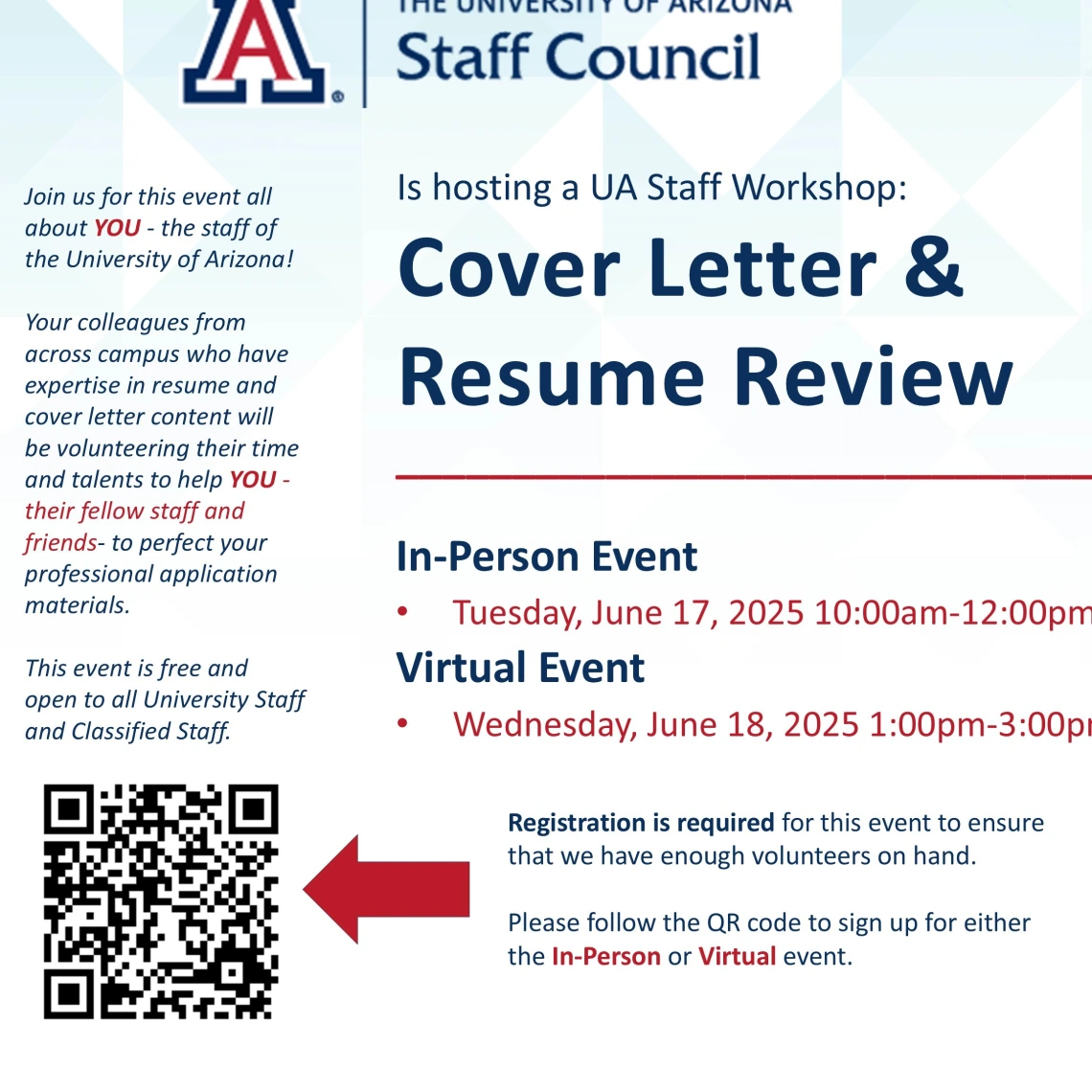 Event flyer with a QR Code for registration